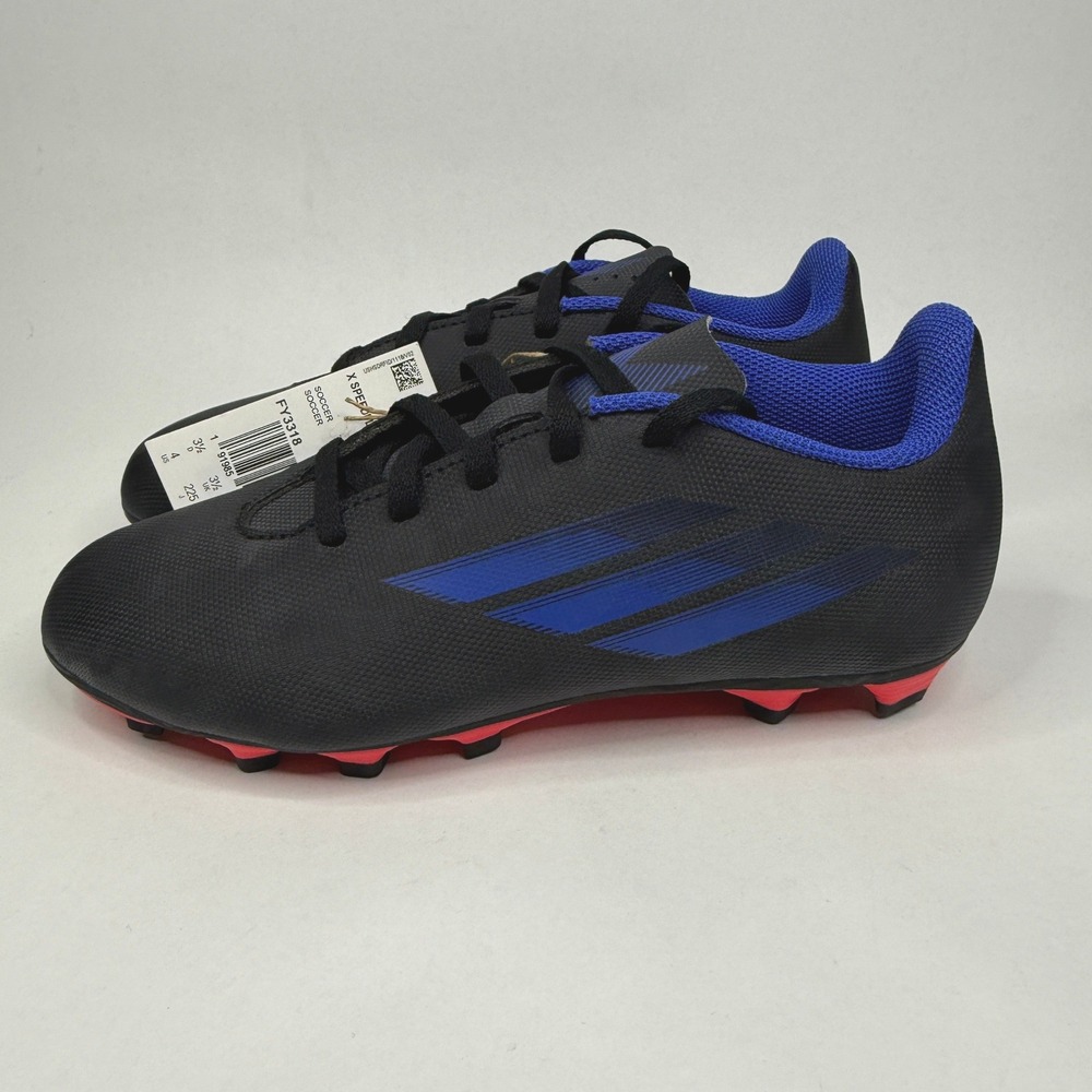 NEW Adidas X Speedflow.4 FxG‎ Boys 4 Soccer Cleats Black Blue Red FY3318